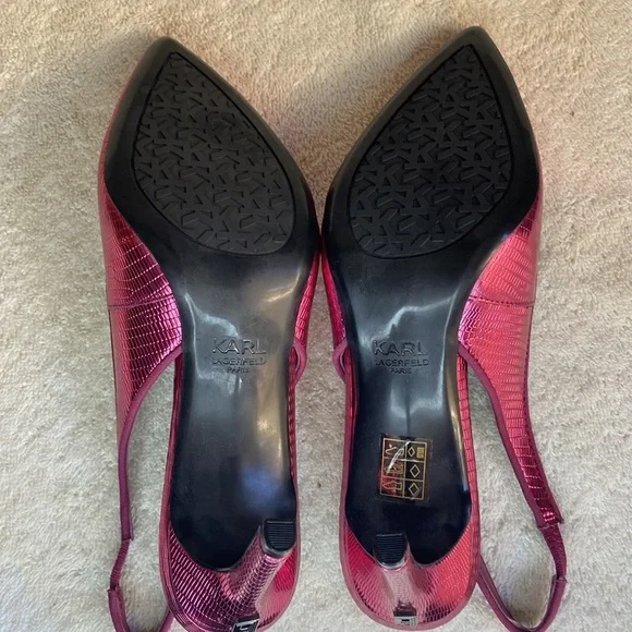 NEW IN BOX Karl Lagerfeld Paris Glora Slingback Pump in Red Plum (7M) - Picture 7 of 7